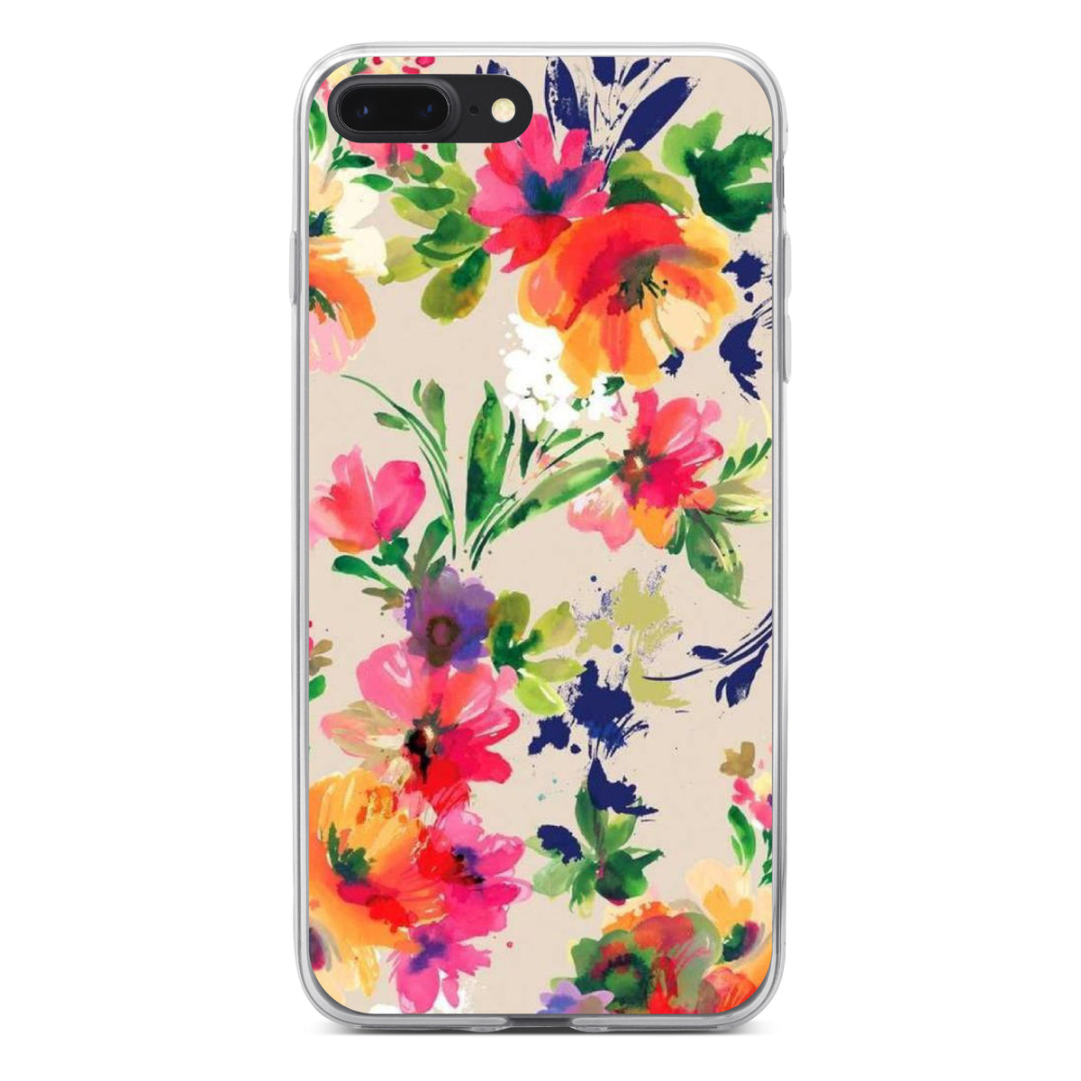 Pink Purple Floral Flowers Clear Shockproof iPhone Case, view 6