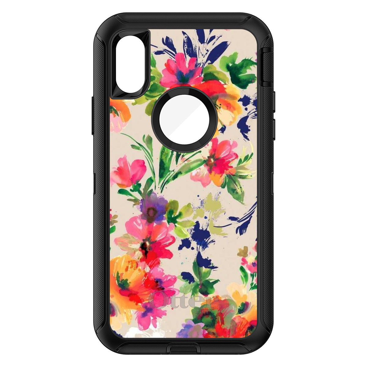 Pink Purple Floral Flowers OtterBox Defender Case for iPhone & Galaxy, view 3
