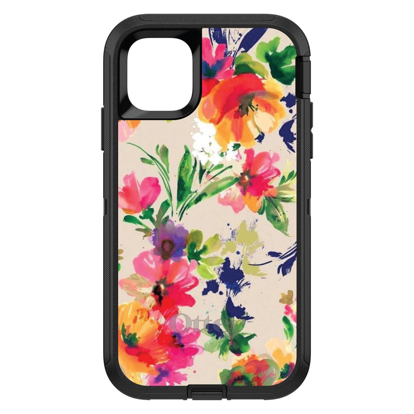 DistinctInk™ OtterBox Defender Series Case for Apple iPhone / Samsung Galaxy / Google Pixel - Pink Purple Floral Flowers