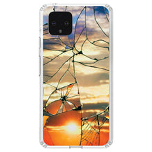 DistinctInk® Clear Shockproof Hybrid Case for Apple iPhone / Samsung Galaxy / Google Pixel - Shattered Glass Sunrise