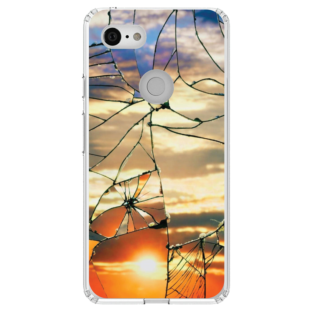 Shattered Glass Sunrise Clear Shockproof iPhone Case, view 21