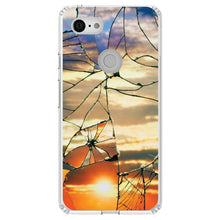 DistinctInk® Clear Shockproof Hybrid Case for Apple iPhone / Samsung Galaxy / Google Pixel - Shattered Glass Sunrise