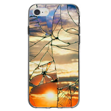 DistinctInk® Clear Shockproof Hybrid Case for Apple iPhone / Samsung Galaxy / Google Pixel - Shattered Glass Sunrise