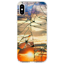 DistinctInk® Clear Shockproof Hybrid Case for Apple iPhone / Samsung Galaxy / Google Pixel - Shattered Glass Sunrise