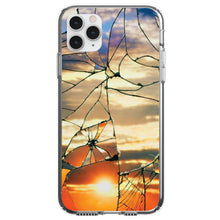 DistinctInk® Clear Shockproof Hybrid Case for Apple iPhone / Samsung Galaxy / Google Pixel - Shattered Glass Sunrise