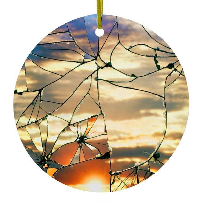 Shattered Glass Sunrise Ceramic Ornament