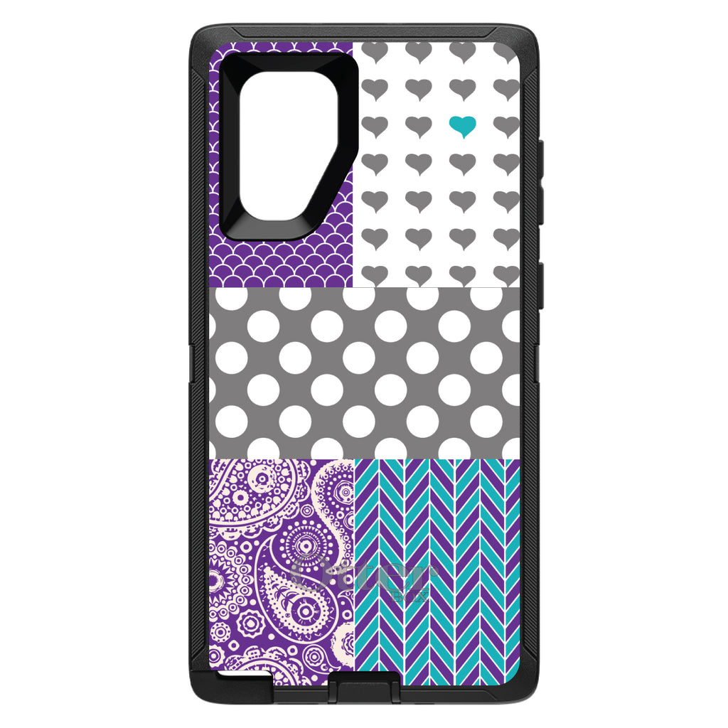 Purple Teal Grey Patterns OtterBox Defender Case for iPhone & Galaxy, view 14