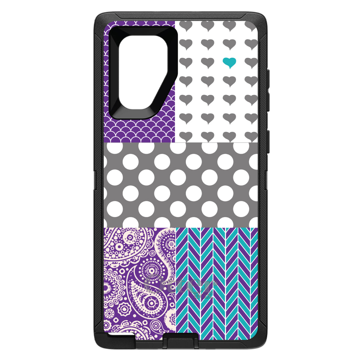 Purple Teal Grey Patterns OtterBox Defender Case for iPhone & Galaxy, view 15