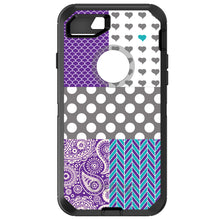 DistinctInk™ OtterBox Defender Series Case for Apple iPhone / Samsung Galaxy / Google Pixel - Purple Teal Grey Patterns