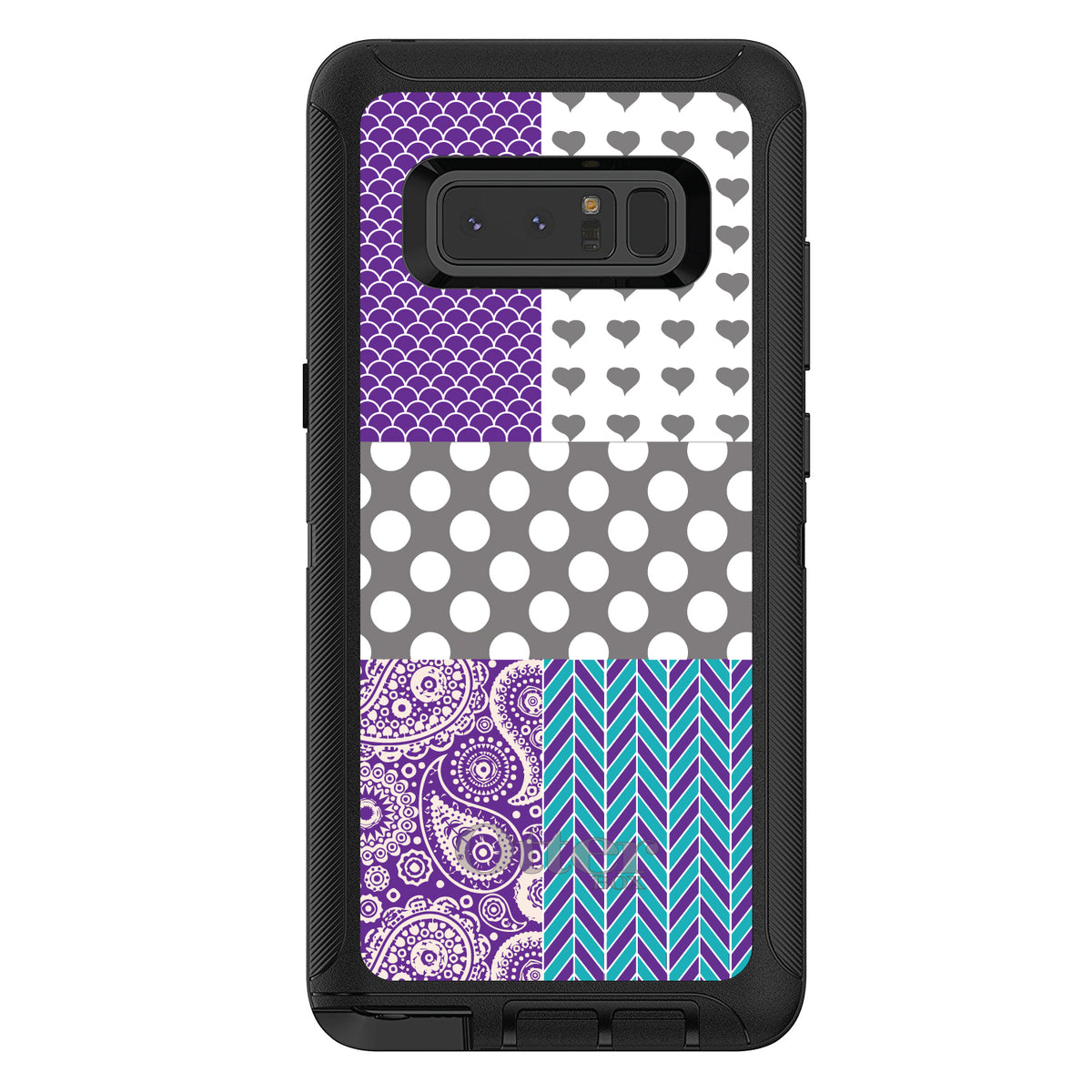 Purple Teal Grey Patterns OtterBox Defender Case for iPhone & Galaxy, view 17
