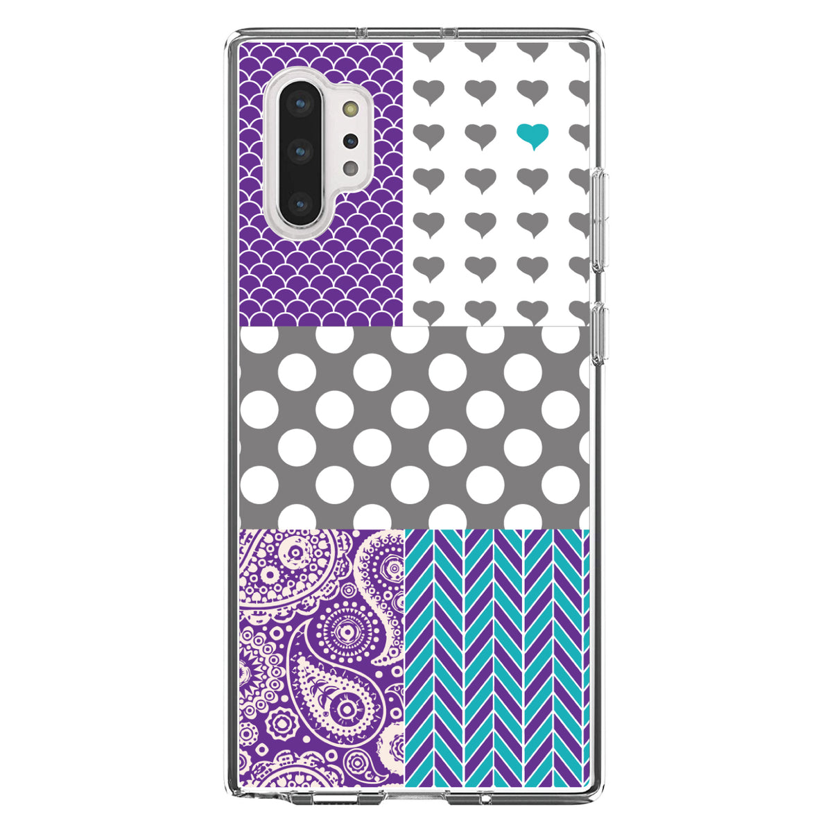 Purple Teal Grey Patterns Clear Shockproof iPhone Case, view 10