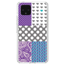DistinctInk® Clear Shockproof Hybrid Case for Apple iPhone / Samsung Galaxy / Google Pixel - Purple Teal Grey Patterns