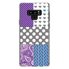 DistinctInk® Clear Shockproof Hybrid Case for Apple iPhone / Samsung Galaxy / Google Pixel - Purple Teal Grey Patterns