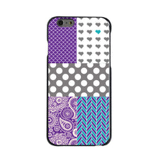 DistinctInk® Hard Plastic Snap-On Case for Apple iPhone or Samsung Galaxy - Purple Teal Grey Patterns