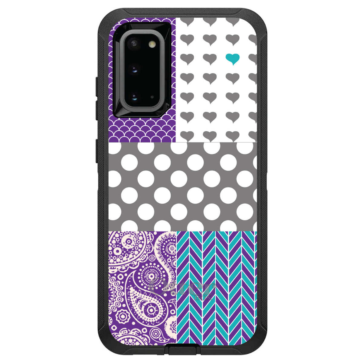 Purple Teal Grey Patterns OtterBox Defender Case for iPhone & Galaxy, view 8