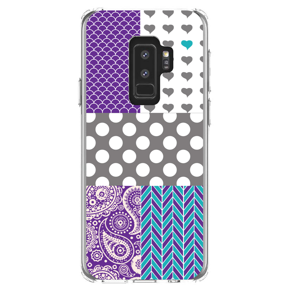 Purple Teal Grey Patterns Clear Shockproof iPhone Case, view 20