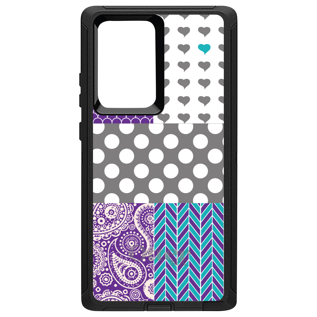 Purple Teal Grey Patterns OtterBox Defender Case for iPhone & Galaxy, view 13