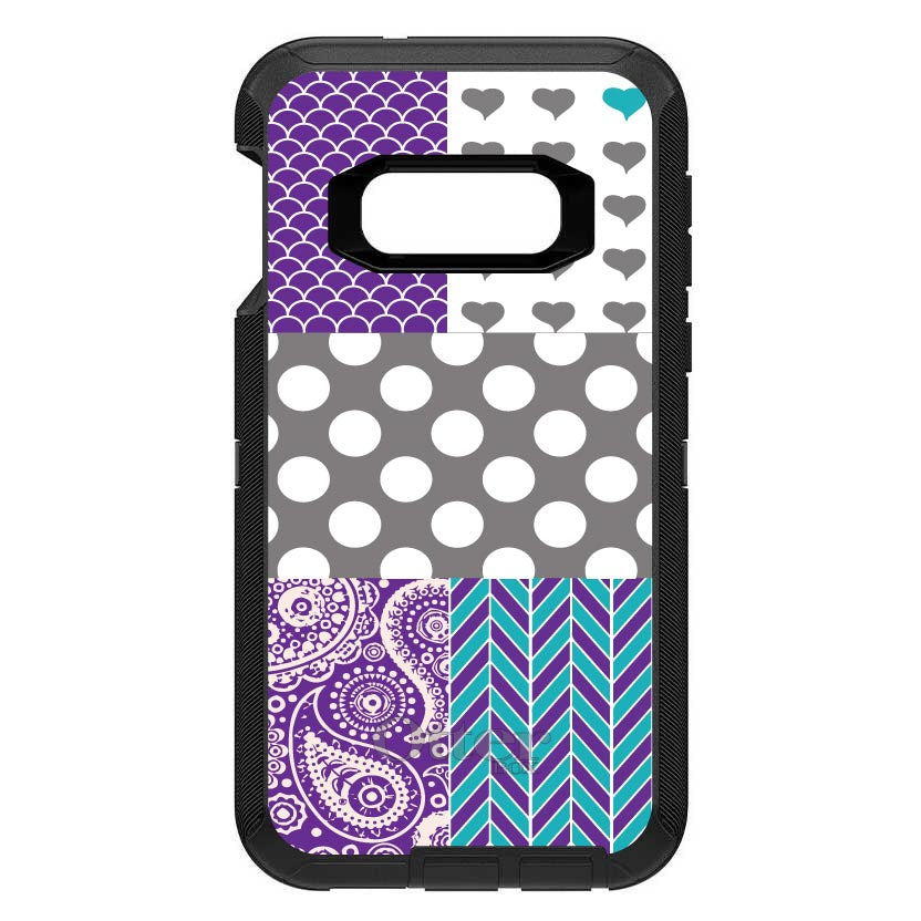 Purple Teal Grey Patterns OtterBox Defender Case for iPhone & Galaxy, view 10