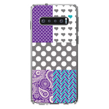 DistinctInk® Clear Shockproof Hybrid Case for Apple iPhone / Samsung Galaxy / Google Pixel - Purple Teal Grey Patterns