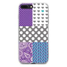 DistinctInk® Clear Shockproof Hybrid Case for Apple iPhone / Samsung Galaxy / Google Pixel - Purple Teal Grey Patterns