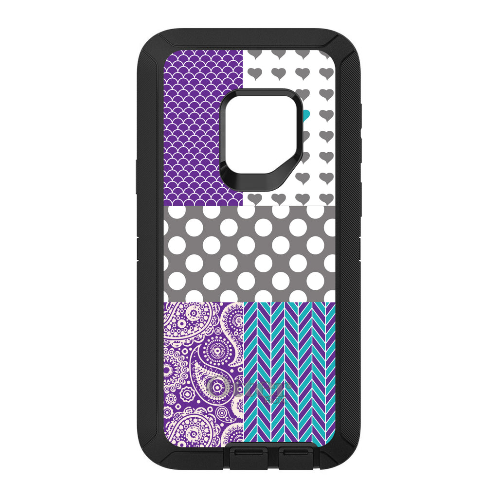 Purple Teal Grey Patterns OtterBox Defender Case for iPhone & Galaxy, view 11