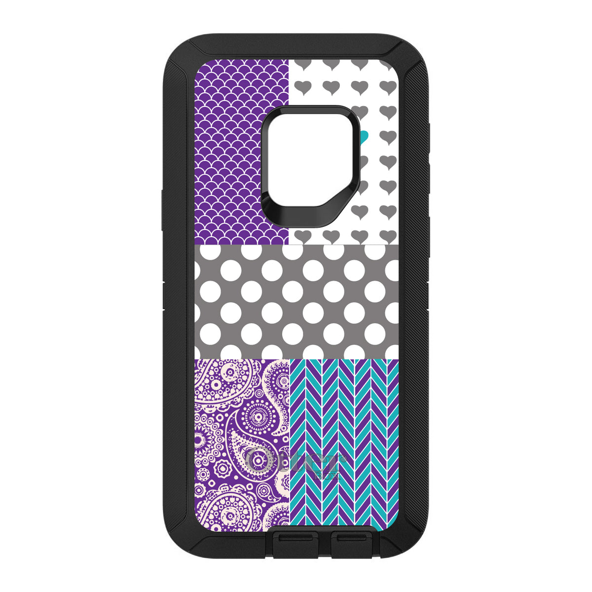 Purple Teal Grey Patterns OtterBox Defender Case for iPhone & Galaxy, view 11