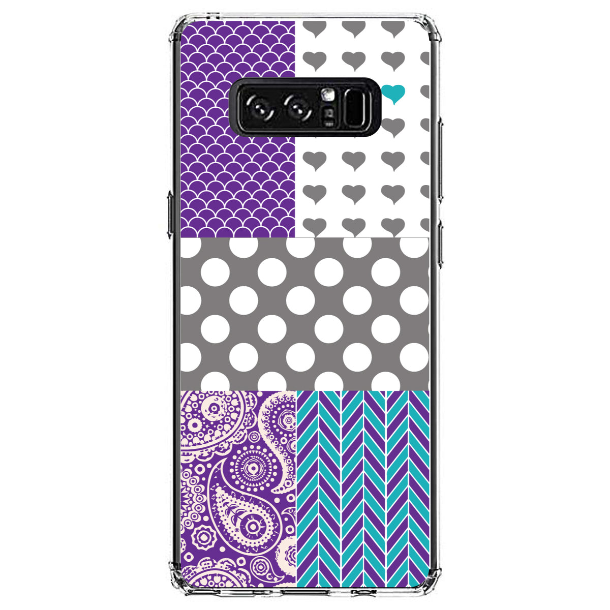 Purple Teal Grey Patterns Clear Shockproof iPhone Case, view 12