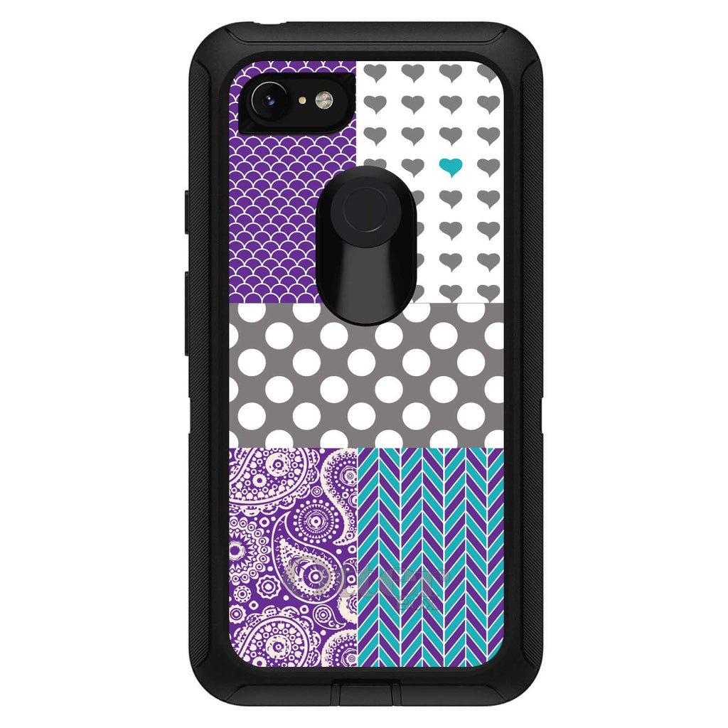 Purple Teal Grey Patterns OtterBox Defender Case for iPhone & Galaxy, view 18