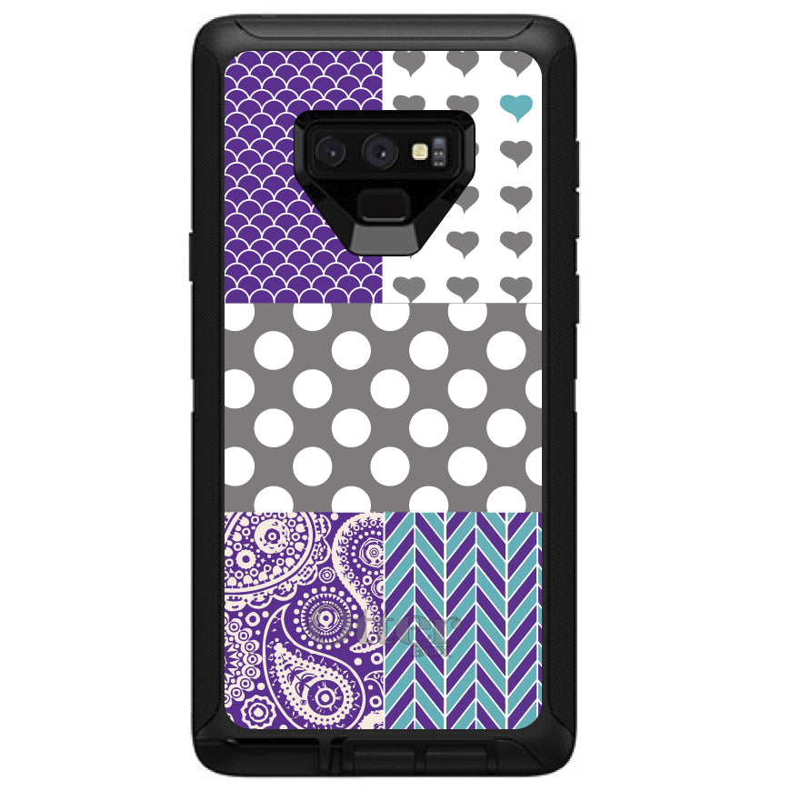 Purple Teal Grey Patterns OtterBox Defender Case for iPhone & Galaxy, view 16