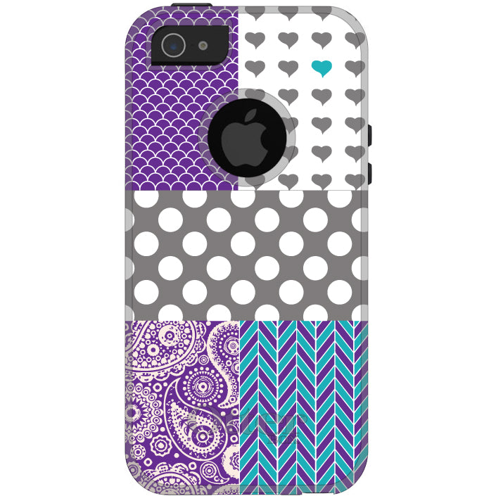 Purple Teal Grey Patterns OtterBox Commuter Case for iPhone & Galaxy, view 5