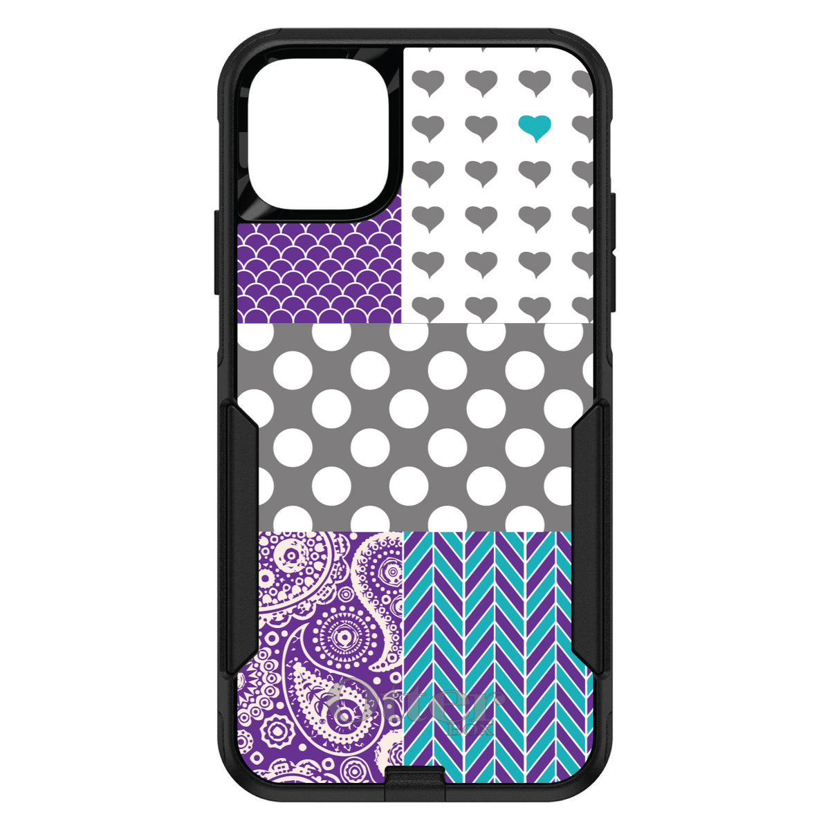 Purple Teal Grey Patterns OtterBox Commuter Case for iPhone & Galaxy, view 2