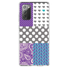 DistinctInk® Clear Shockproof Hybrid Case for Apple iPhone / Samsung Galaxy / Google Pixel - Purple Teal Grey Patterns