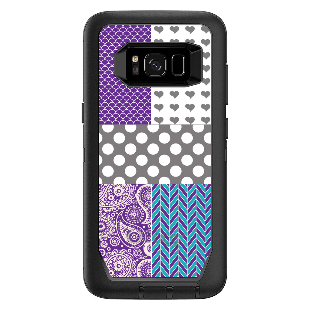 Purple Teal Grey Patterns OtterBox Defender Case for iPhone & Galaxy, view 12