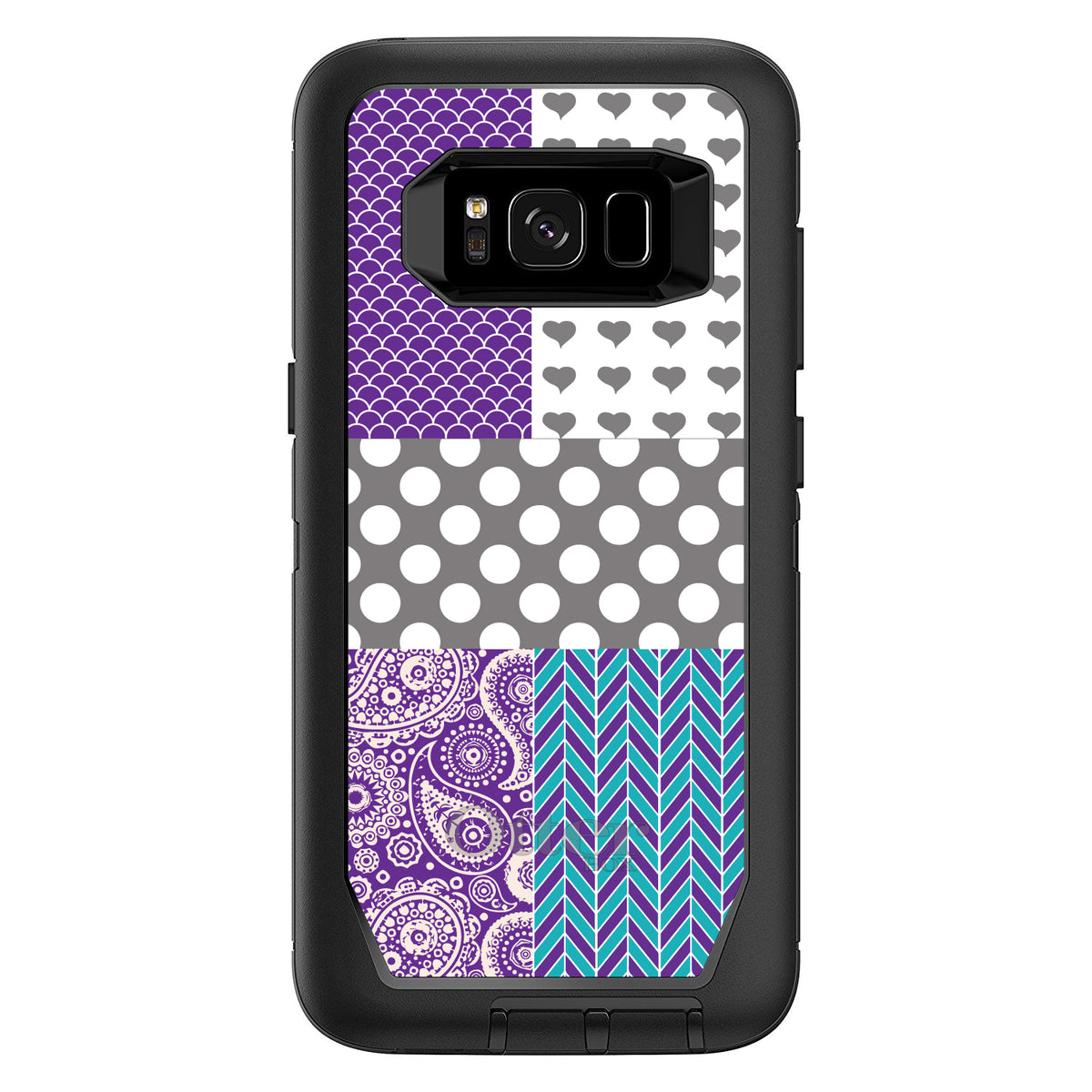 Purple Teal Grey Patterns OtterBox Defender Case for iPhone & Galaxy, view 12