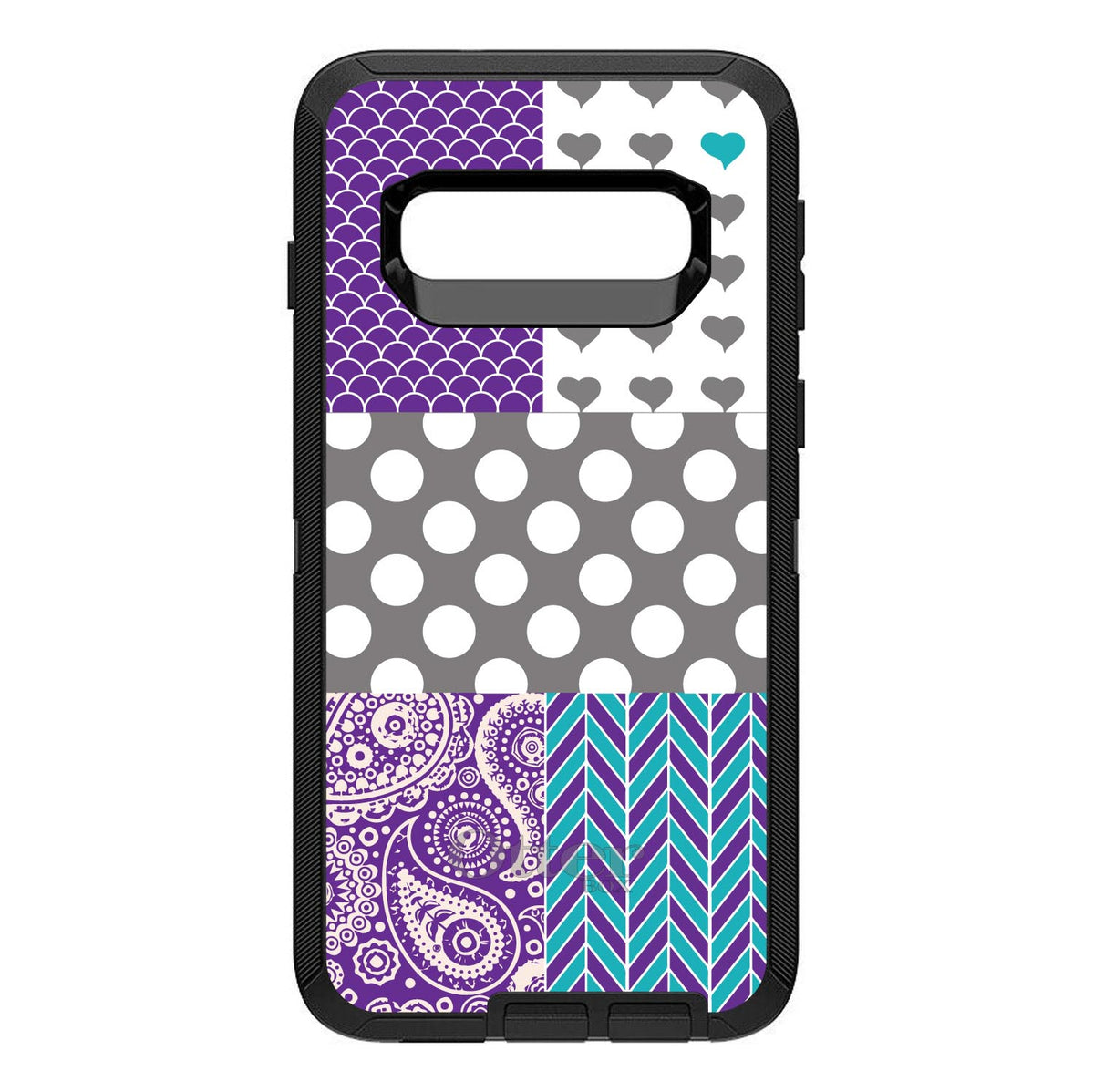 Purple Teal Grey Patterns OtterBox Defender Case for iPhone & Galaxy, view 9