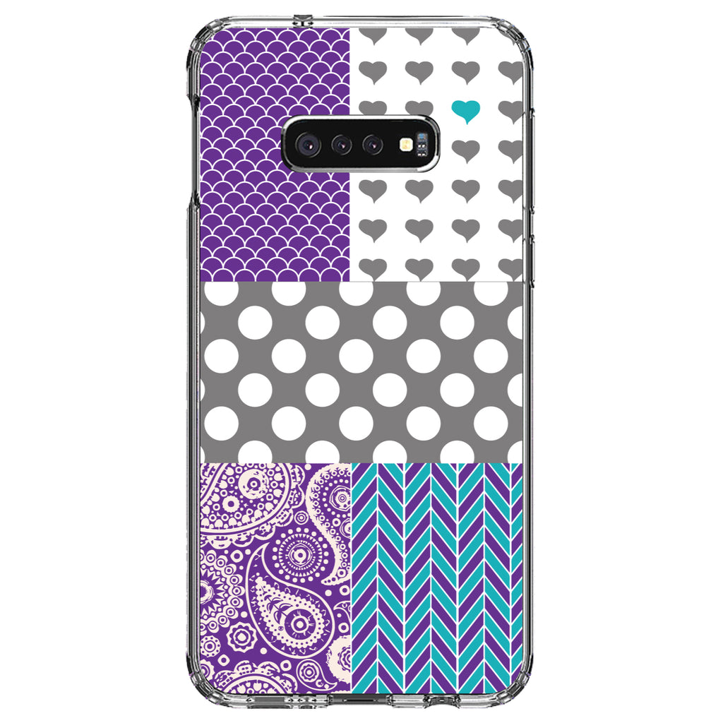 Purple Teal Grey Patterns Clear Shockproof iPhone Case, view 18