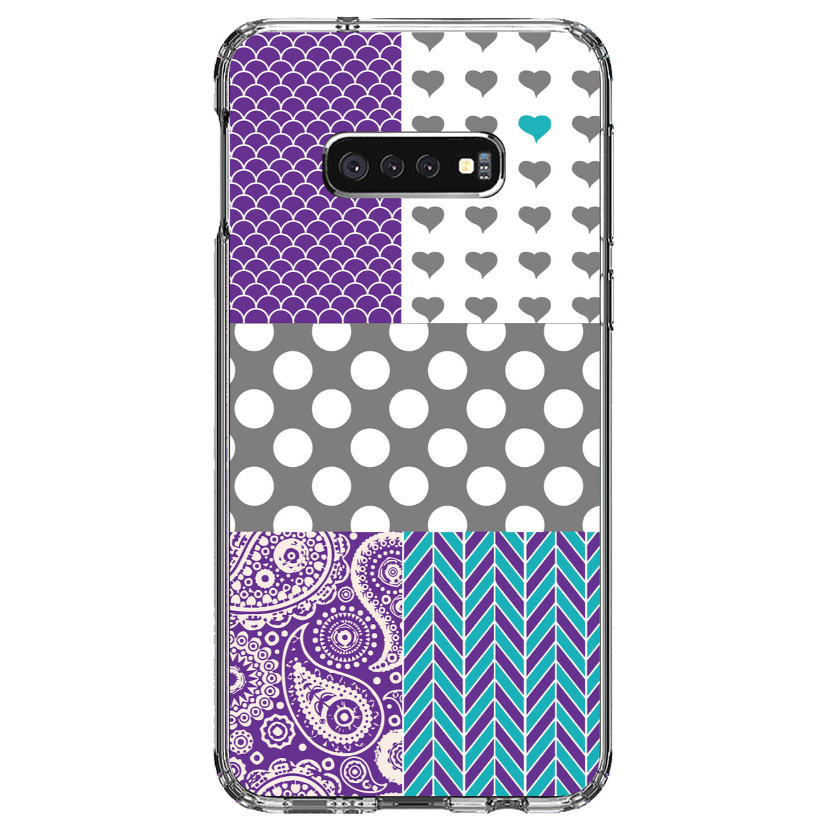 Purple Teal Grey Patterns Clear Shockproof iPhone Case, view 18