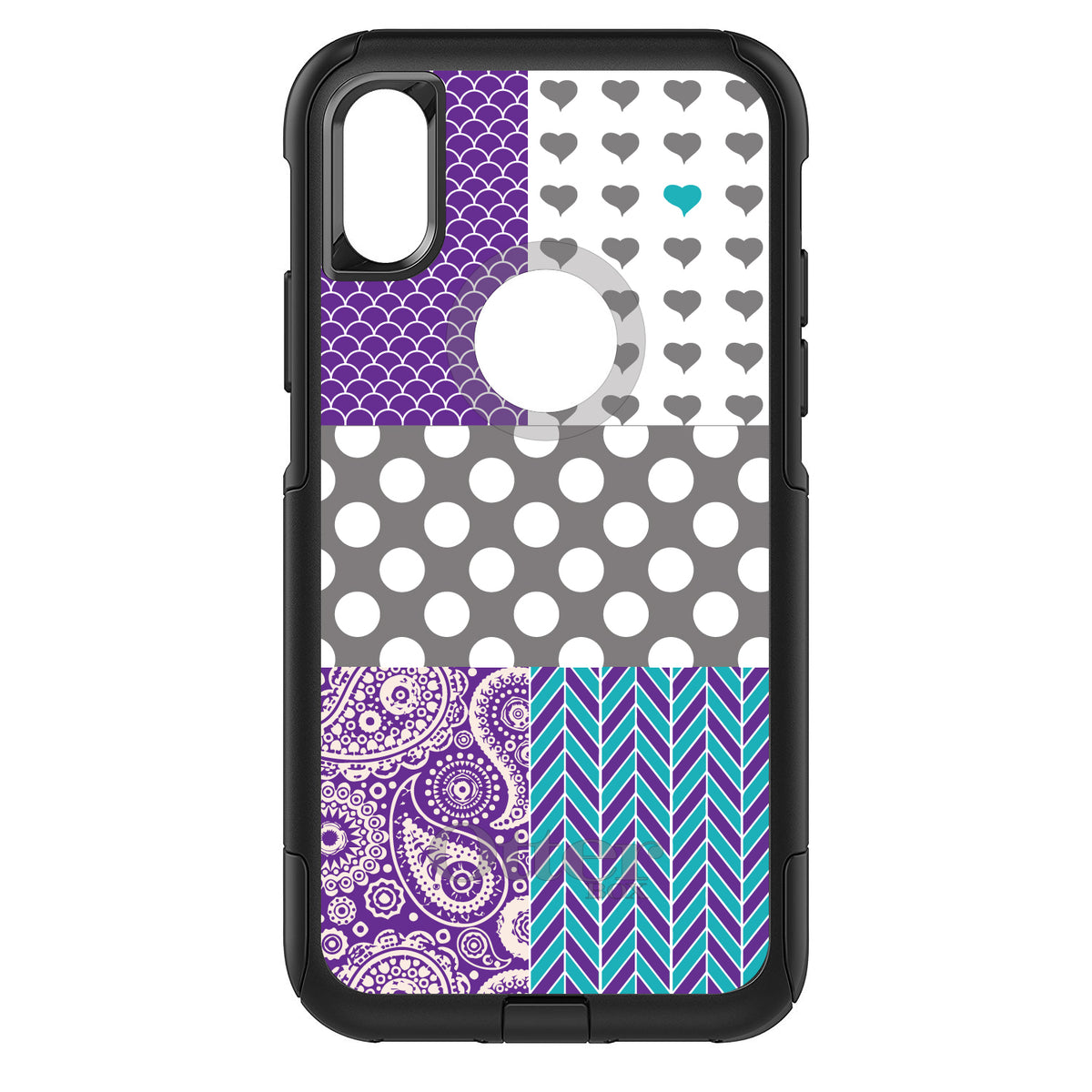 Purple Teal Grey Patterns OtterBox Commuter Case for iPhone & Galaxy, view 3