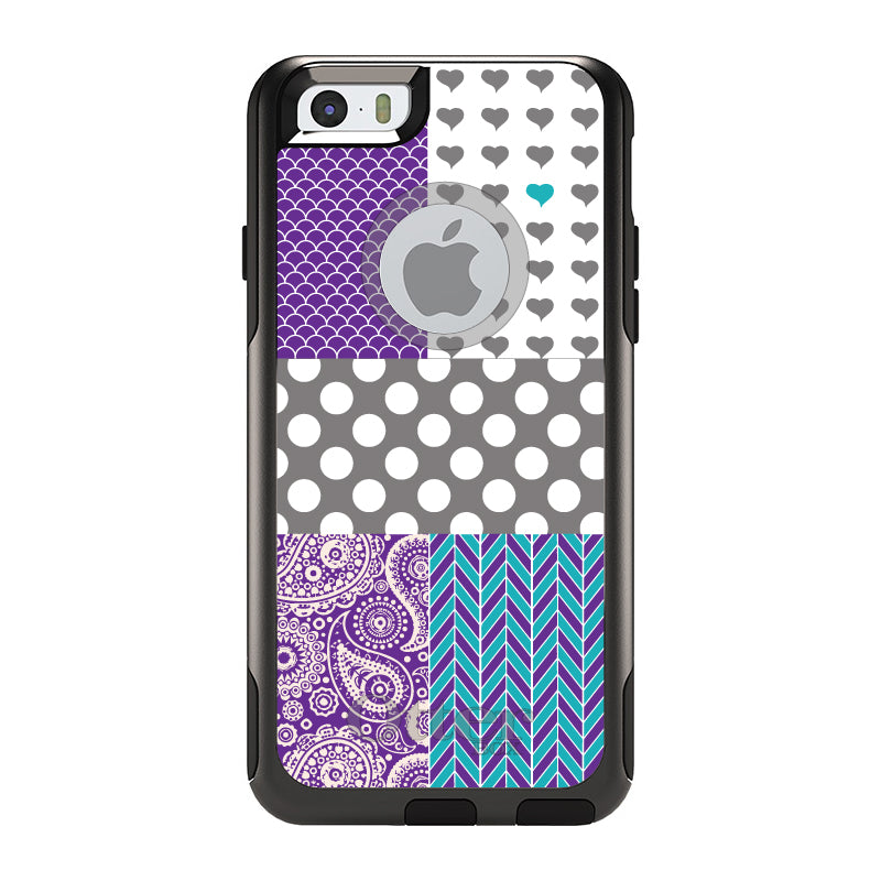 Purple Teal Grey Patterns OtterBox Commuter Case for iPhone & Galaxy, view 4