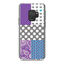 DistinctInk® Clear Shockproof Hybrid Case for Apple iPhone / Samsung Galaxy / Google Pixel - Purple Teal Grey Patterns