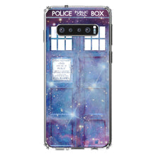 DistinctInk® Clear Shockproof Hybrid Case for Apple iPhone / Samsung Galaxy / Google Pixel - Fading TARDIS Outer Space Stars