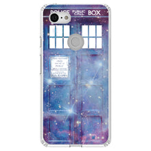 DistinctInk® Clear Shockproof Hybrid Case for Apple iPhone / Samsung Galaxy / Google Pixel - Fading TARDIS Outer Space Stars