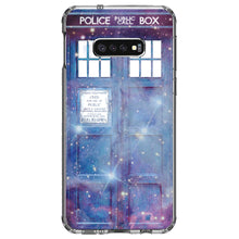 DistinctInk® Clear Shockproof Hybrid Case for Apple iPhone / Samsung Galaxy / Google Pixel - Fading TARDIS Outer Space Stars