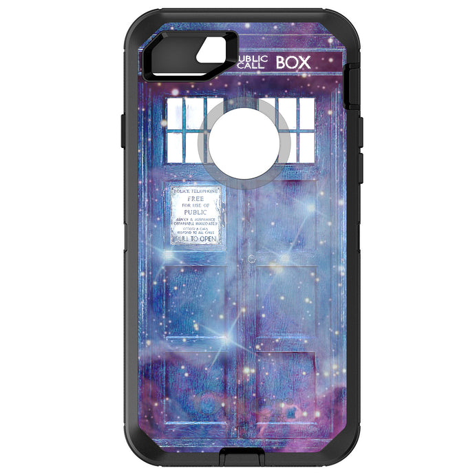 DistinctInk™ OtterBox Defender Series Case for Apple iPhone / Samsung Galaxy / Google Pixel - Fading TARDIS Outer Space Stars