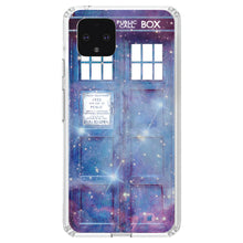 DistinctInk® Clear Shockproof Hybrid Case for Apple iPhone / Samsung Galaxy / Google Pixel - Fading TARDIS Outer Space Stars