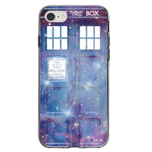 DistinctInk® Clear Shockproof Hybrid Case for Apple iPhone / Samsung Galaxy / Google Pixel - Fading TARDIS Outer Space Stars