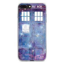 DistinctInk® Clear Shockproof Hybrid Case for Apple iPhone / Samsung Galaxy / Google Pixel - Fading TARDIS Outer Space Stars