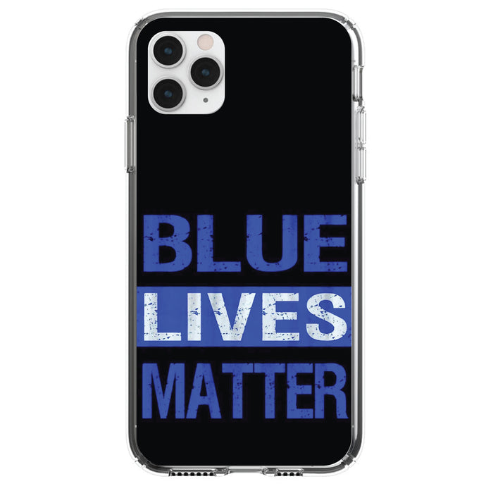 DistinctInk® Clear Shockproof Hybrid Case for Apple iPhone / Samsung Galaxy / Google Pixel - Blue Lives Matter Law Enforcement
