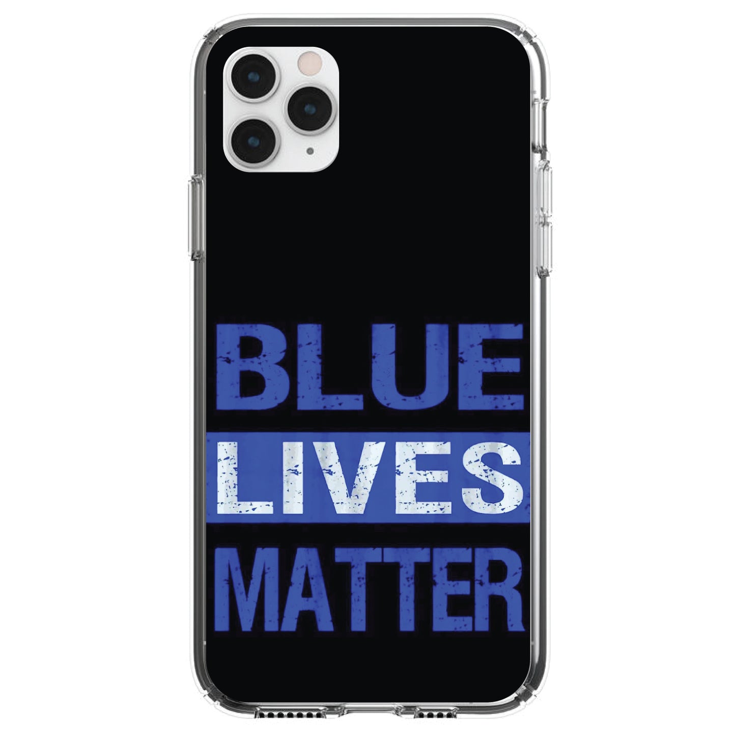 DistinctInk® Clear Shockproof Hybrid Case for Apple iPhone / Samsung Galaxy / Google Pixel - Blue Lives Matter Law Enforcement