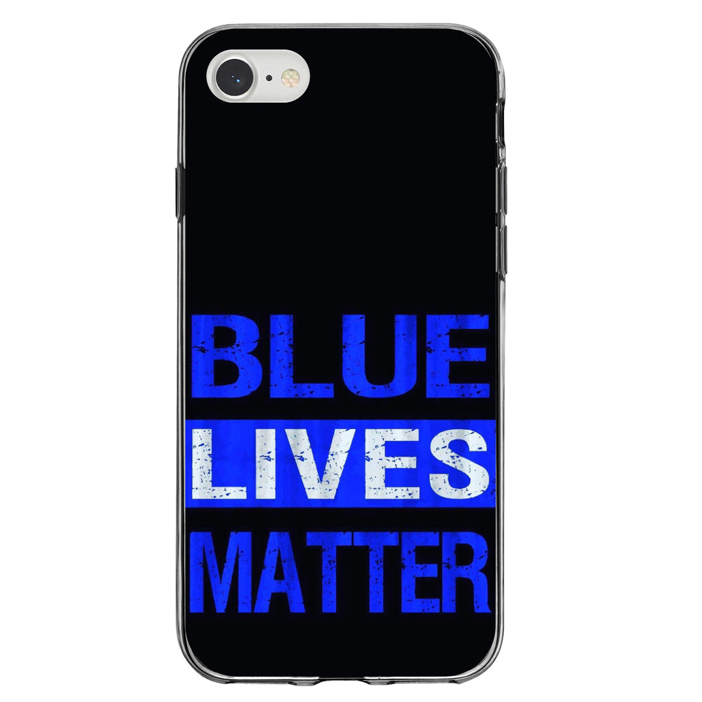Blue Lives Matter Law Enforcement Clear Shockproof iPhone Case, view 5